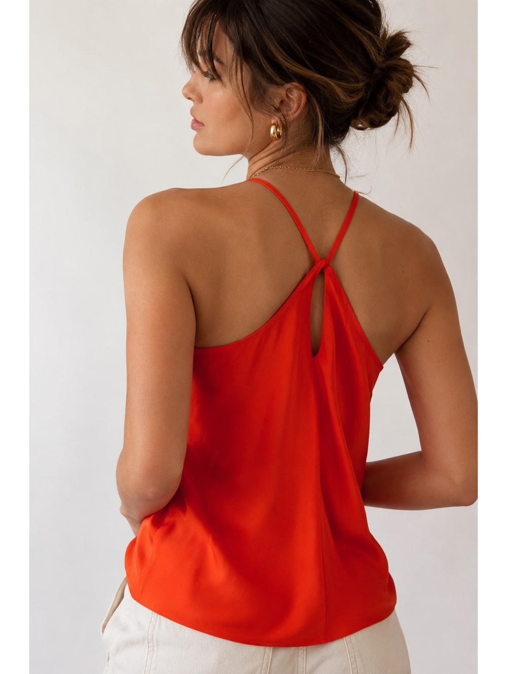 Tibi Silk Halter Top Bright Coral Size 6